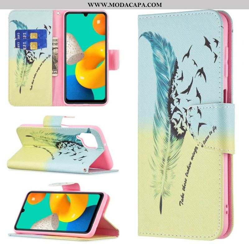 Capa Folio Para Samsung Galaxy M32 Aprender A Voar