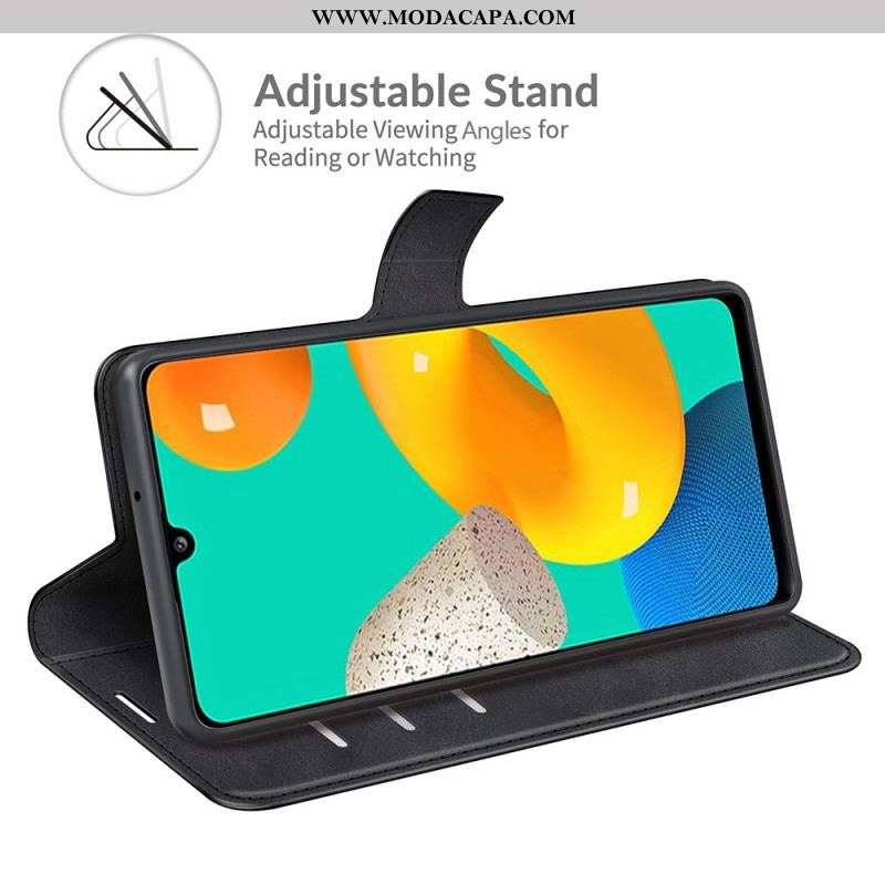 Capa Flip Para Samsung Galaxy M32 Couro Sintético Fino