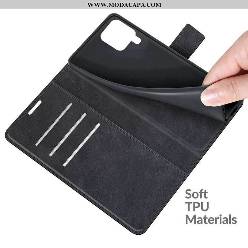 Capa Flip Para Samsung Galaxy M32 Couro Sintético Fino