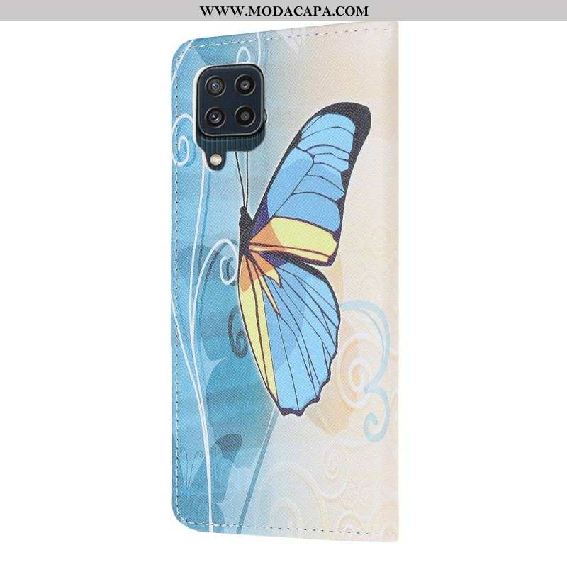 Capa Flip Para Samsung Galaxy M32 Borboletas Soberanas