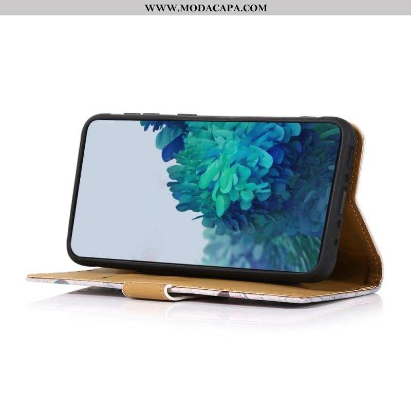 Capa Folio Para Samsung Galaxy M32 Gato Viajante