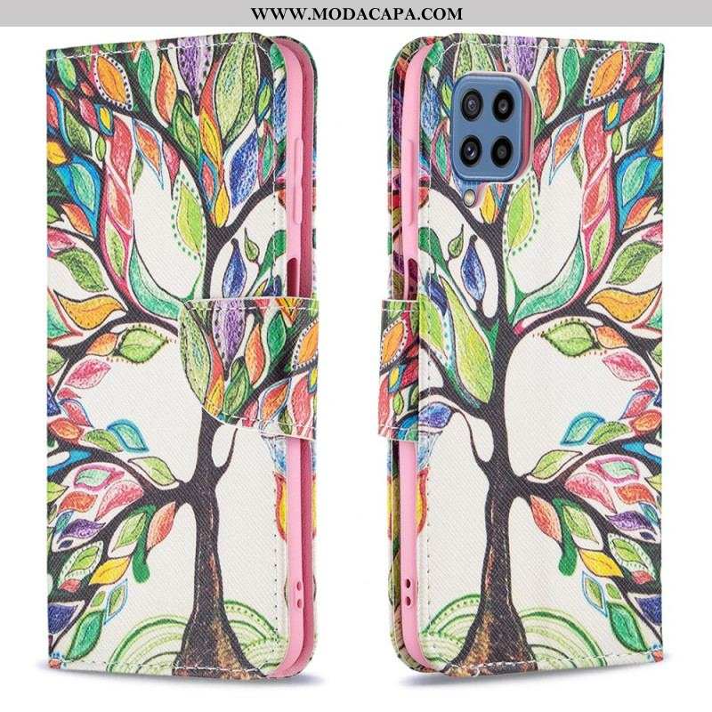 Capa Flip Para Samsung Galaxy M32 Árvore Colorida
