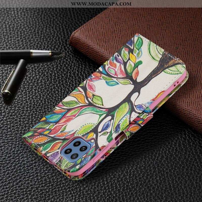 Capa Flip Para Samsung Galaxy M32 Árvore Colorida