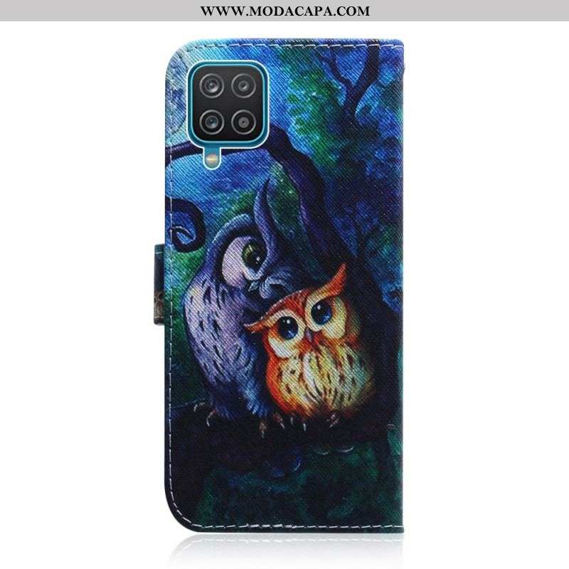 Capa Folio Para Samsung Galaxy M32 Pintura De Corujas