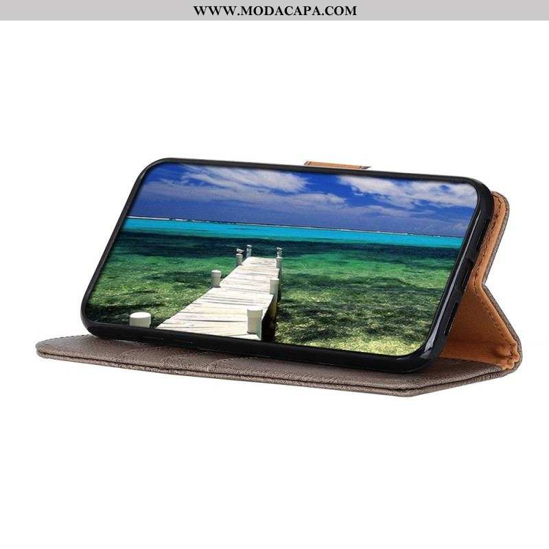 Capa Flip Para Samsung Galaxy M32 Imitação De Couro Khazneh