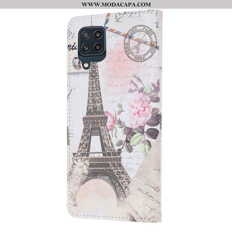 Capa Flip Para Samsung Galaxy M32 Torre Eiffel Retrô