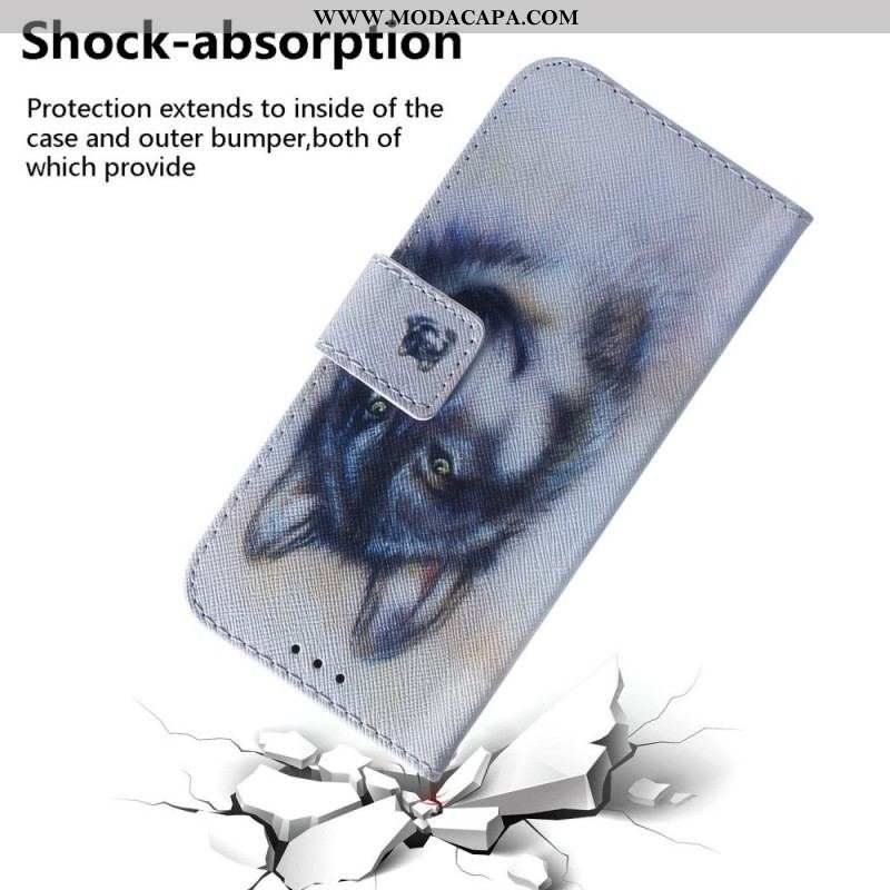 Capa Folio Para Samsung Galaxy M33 5G Cachorro Aquarela