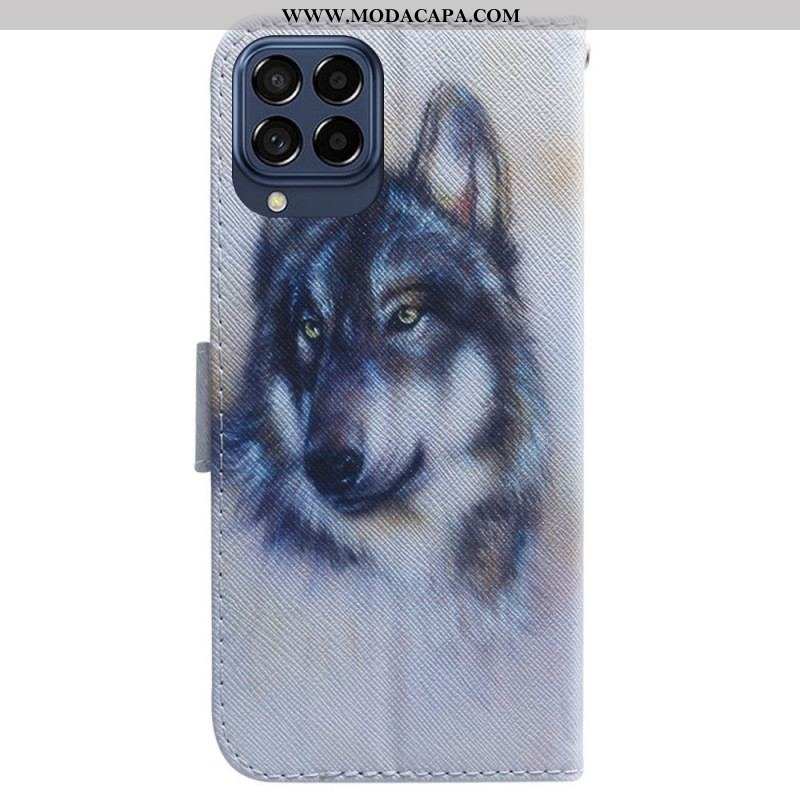 Capa Folio Para Samsung Galaxy M33 5G Cachorro Aquarela