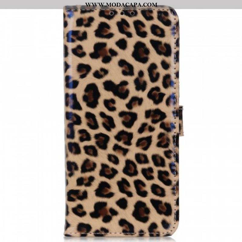 Capa Folio Para Samsung Galaxy M33 5G Pequeno Efeito Leopardo