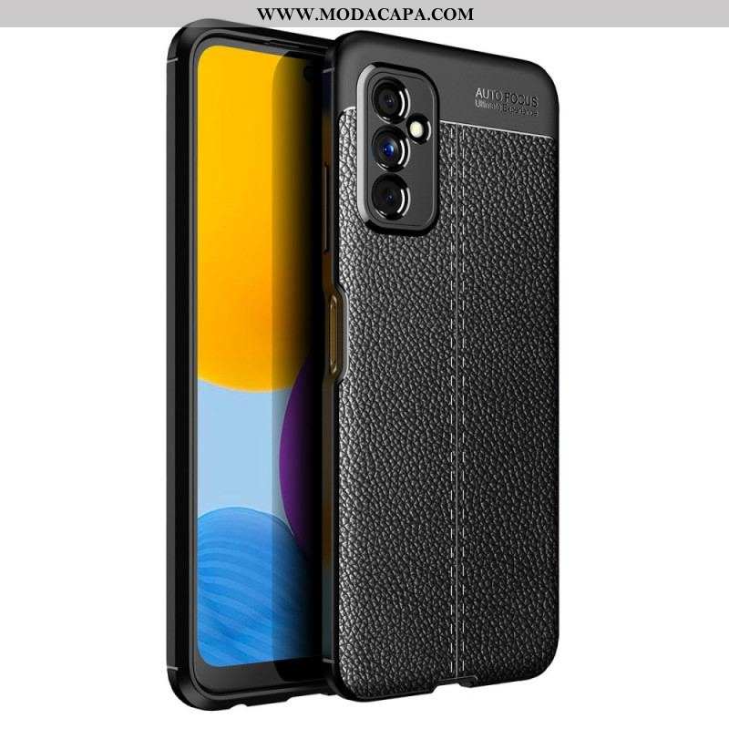 Capa Para Samsung Galaxy M52 5G Linha Dupla Efeito Couro Litchi