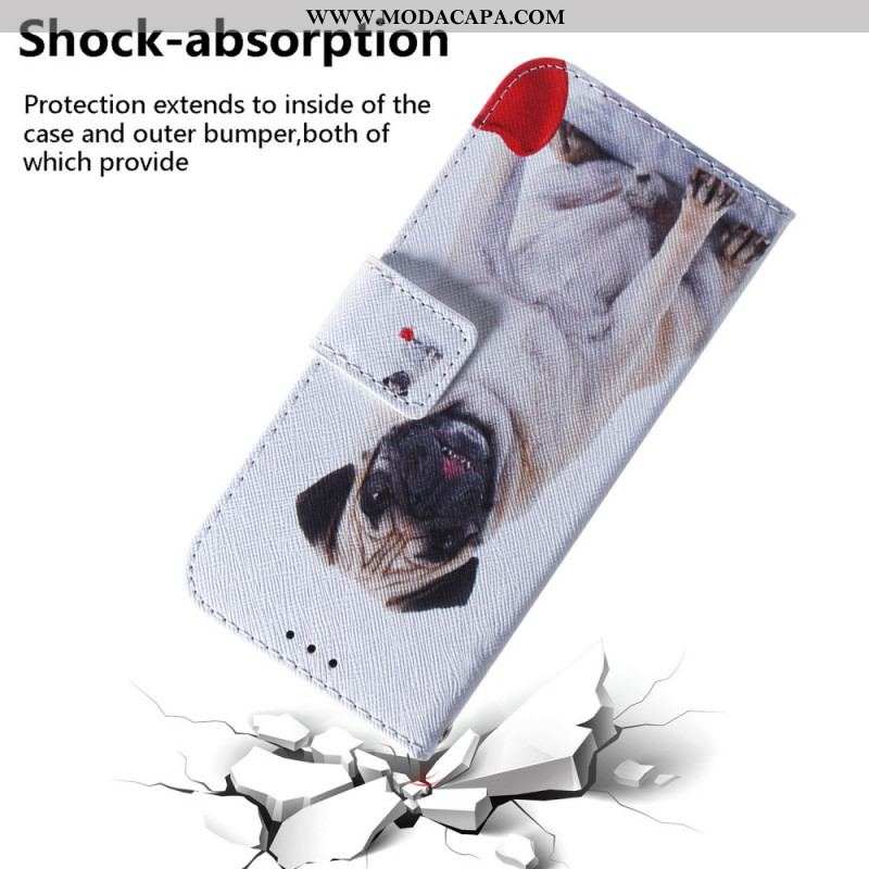 Capa Flip Para Samsung Galaxy M52 5G Cachorro Pug