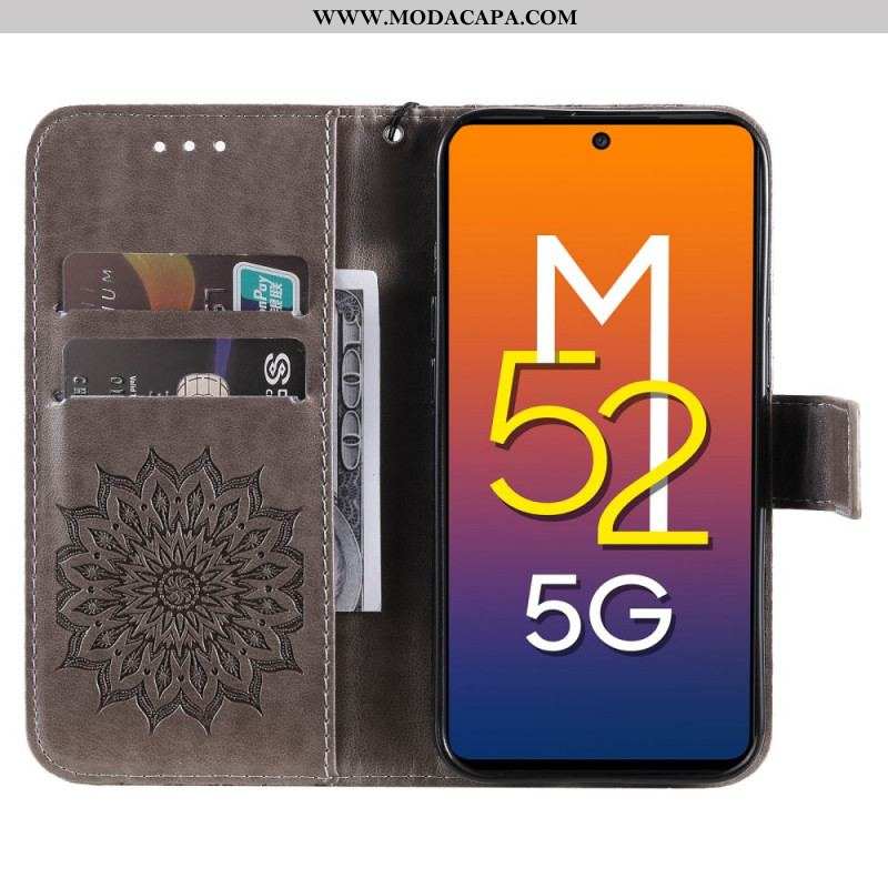 Capa De Couro Para Samsung Galaxy M52 5G Mandala Oriental