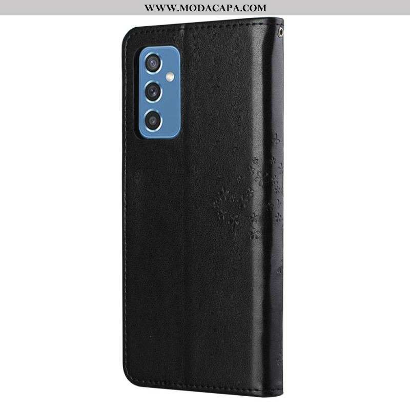 Capa Flip Para Samsung Galaxy M52 5G De Cordão Tanga E Corujas