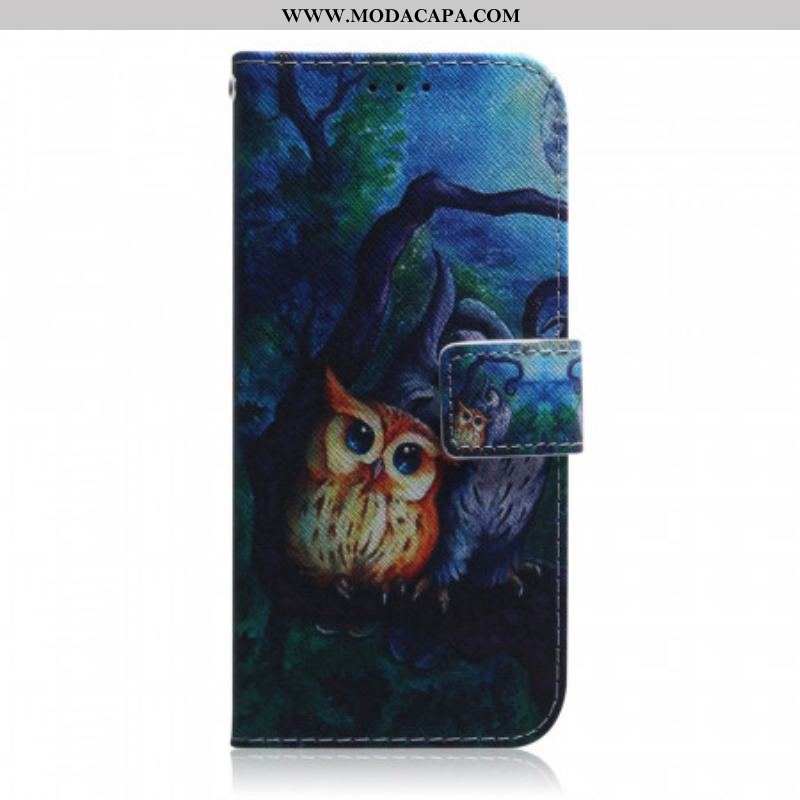 Capa Flip Para Samsung Galaxy M52 5G Corujas Misteriosas