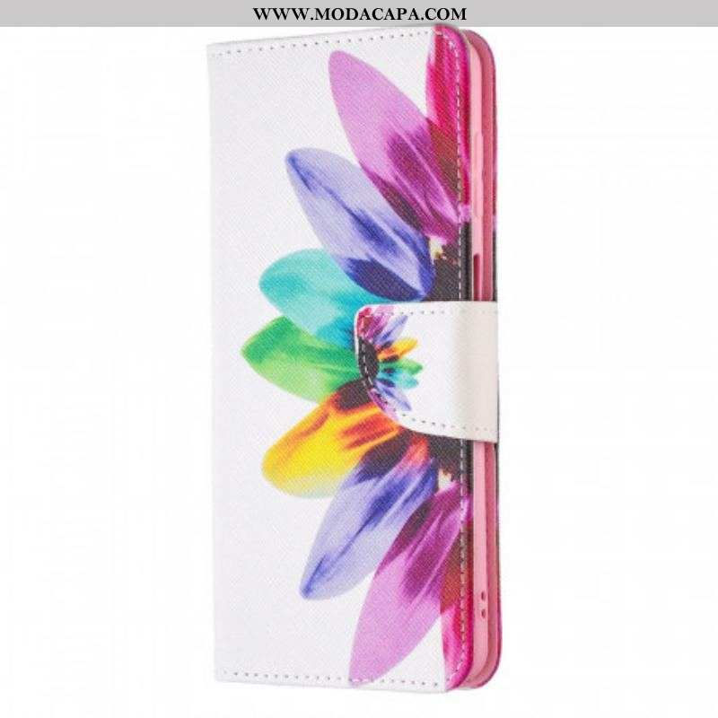 Capa De Couro Para Samsung Galaxy M52 5G Flor