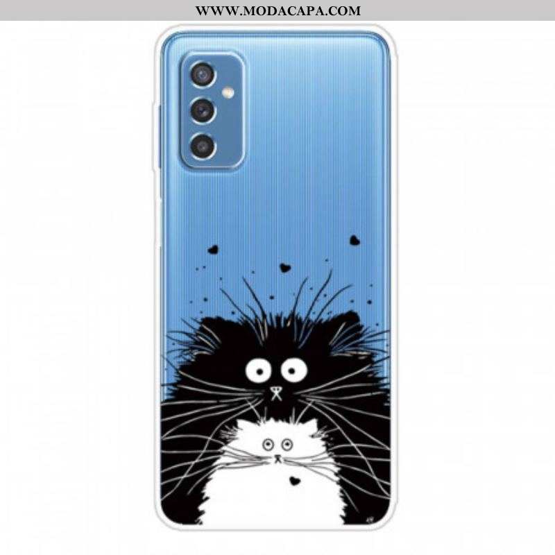 Capa Para Samsung Galaxy M52 5G Gatos Preto E Branco