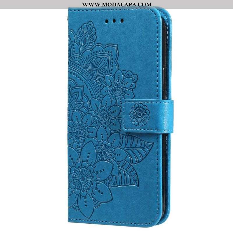 Capa Folio Para Samsung Galaxy M52 5G Flores De Mandala