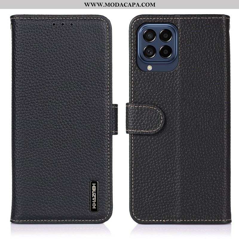 Capa De Couro Para Samsung Galaxy M53 5G Khazneh Lichia Couro