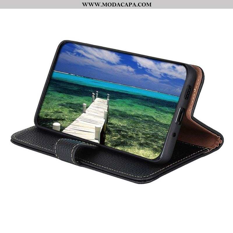 Capa De Couro Para Samsung Galaxy M53 5G Khazneh Lichia Couro