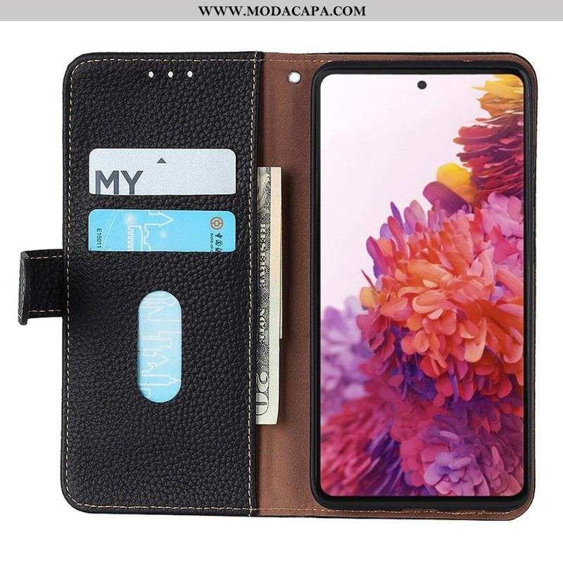 Capa De Couro Para Samsung Galaxy M53 5G Khazneh Lichia Couro