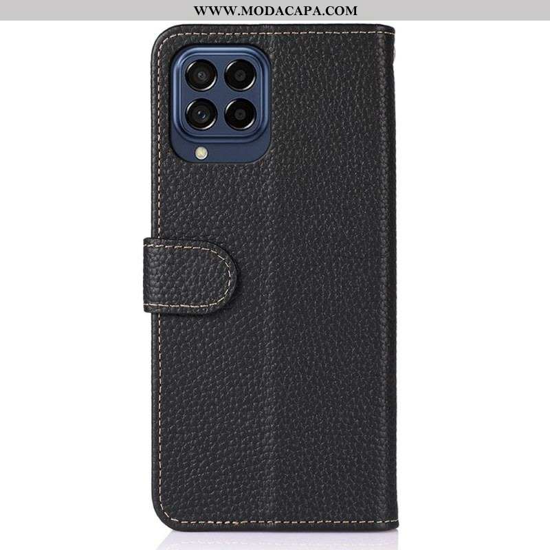 Capa De Couro Para Samsung Galaxy M53 5G Khazneh Lichia Couro