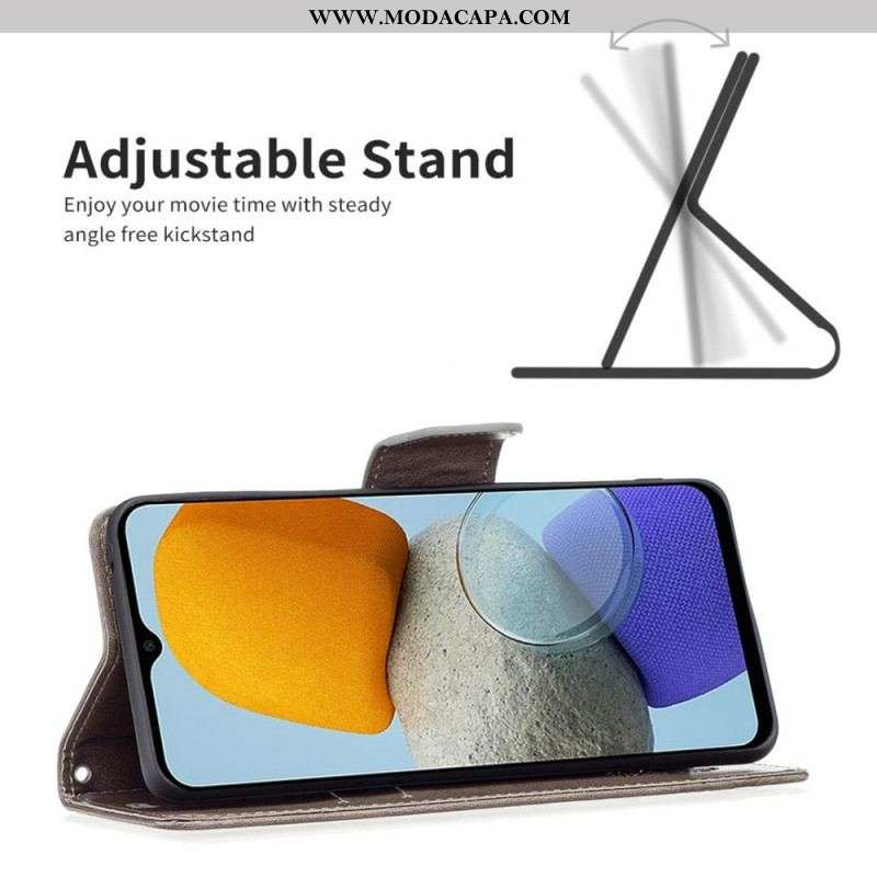 Capa De Couro Para Samsung Galaxy M53 5G De Cordão Strappy Estampado Borboletas