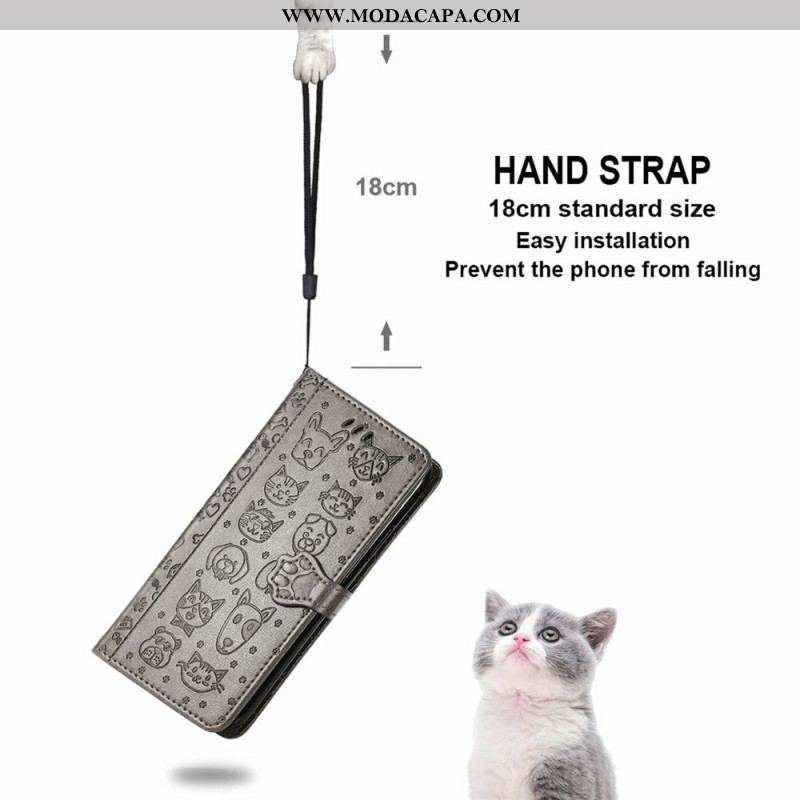 Capa Folio Para Samsung Galaxy M53 5G Animais Animados