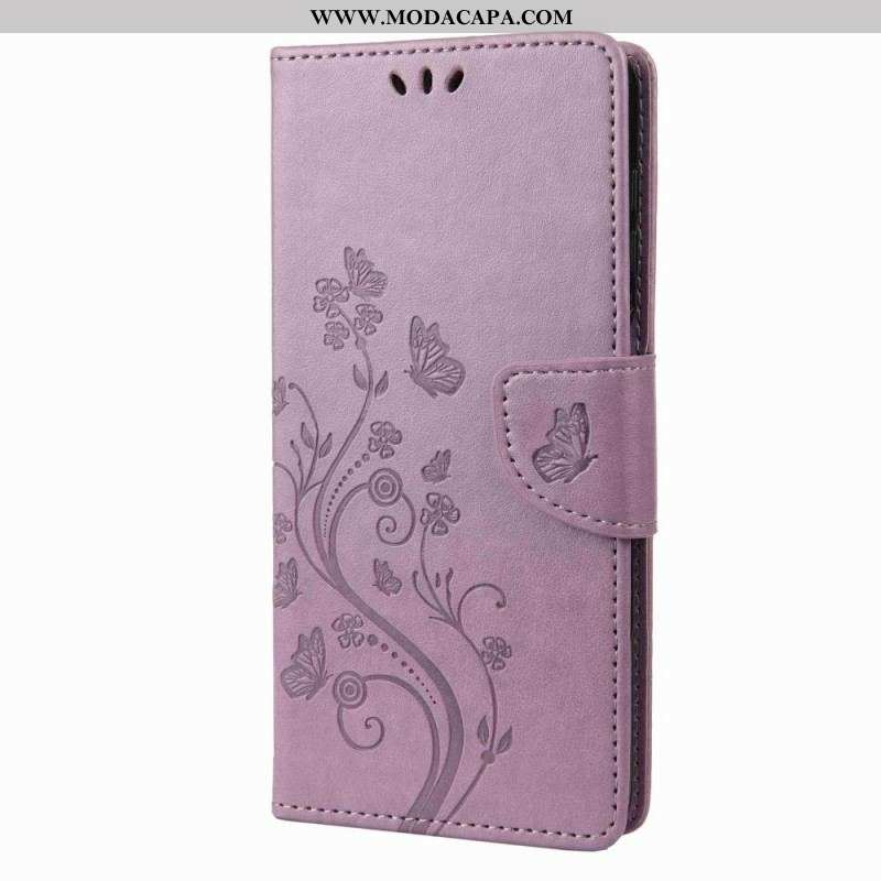 Capa Flip Para Samsung Galaxy M53 5G De Cordão Flores De Alça