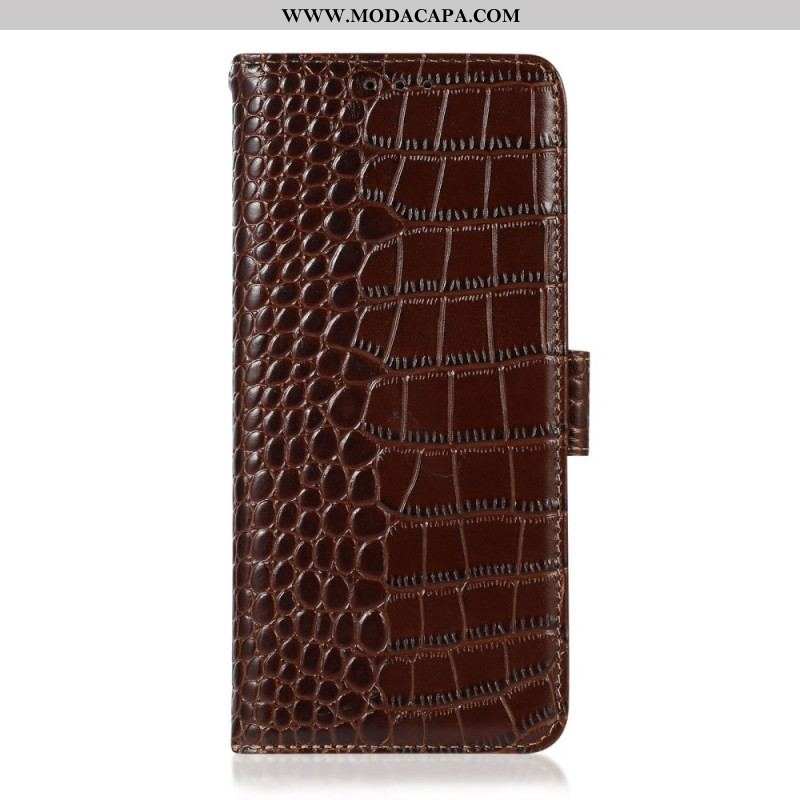 Capa Flip Para Samsung Galaxy M53 5G Rfid Estilo Crocodilo