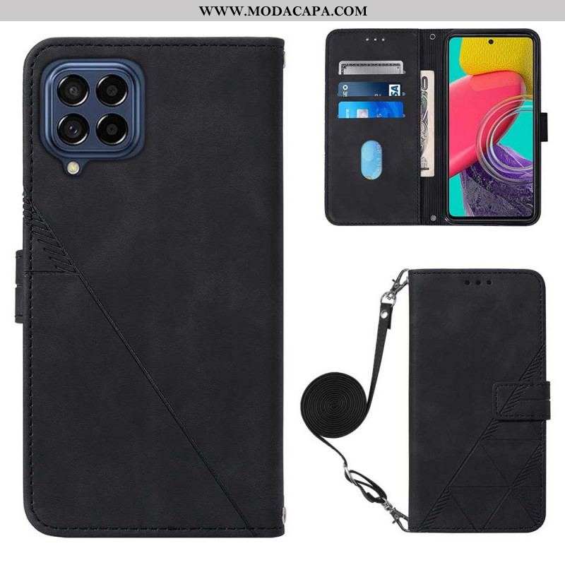 Capa Folio Para Samsung Galaxy M53 5G Triângulos De Ombro