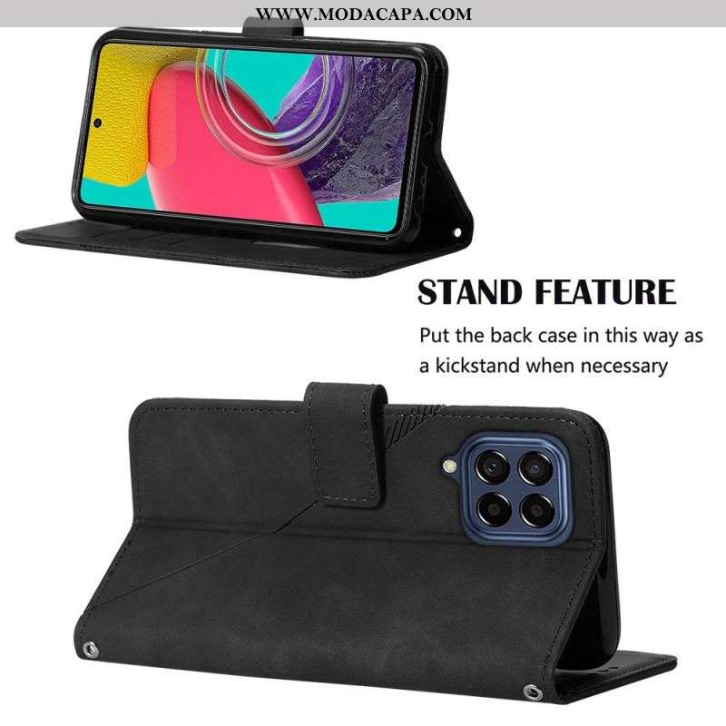 Capa Folio Para Samsung Galaxy M53 5G Triângulos De Ombro