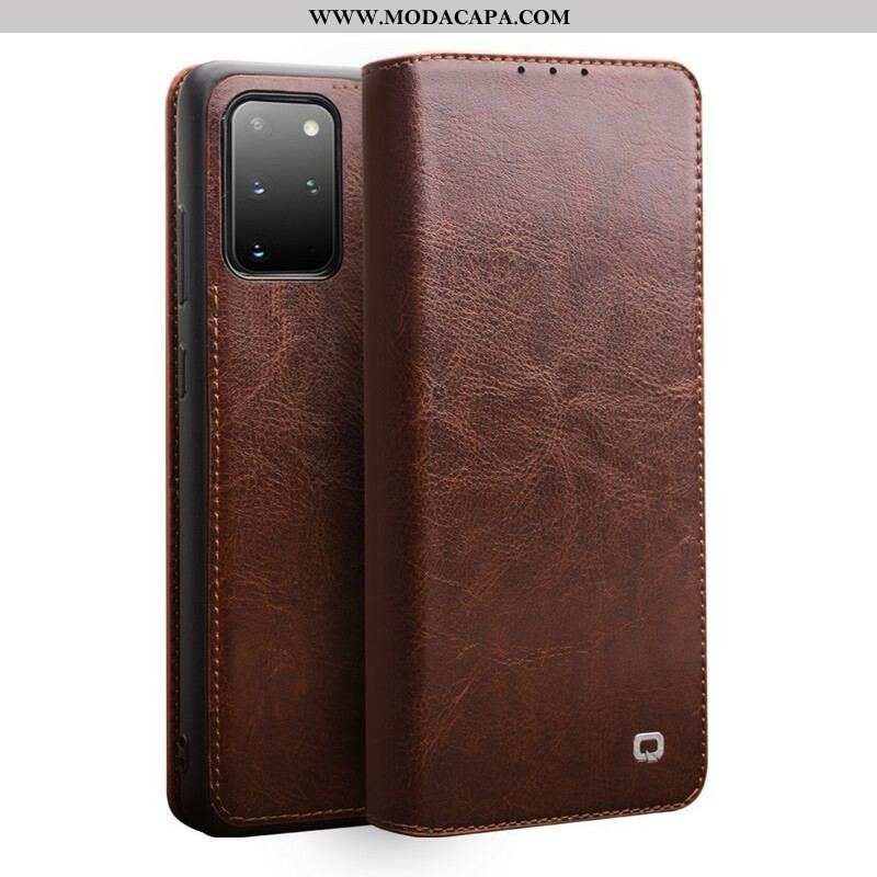 Capa De Celular Para Samsung Galaxy S20 Plus / S20 Plus 5G Flip Couro Genuíno Qialino