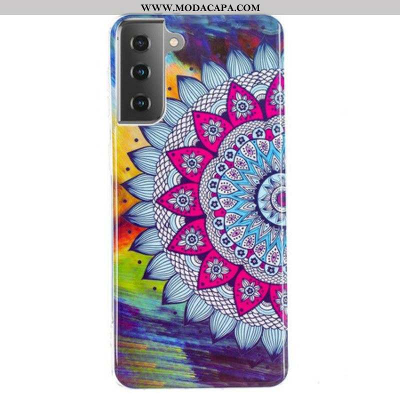 Capa Para Samsung Galaxy S21 5G Mandala Colorida Fluorescente
