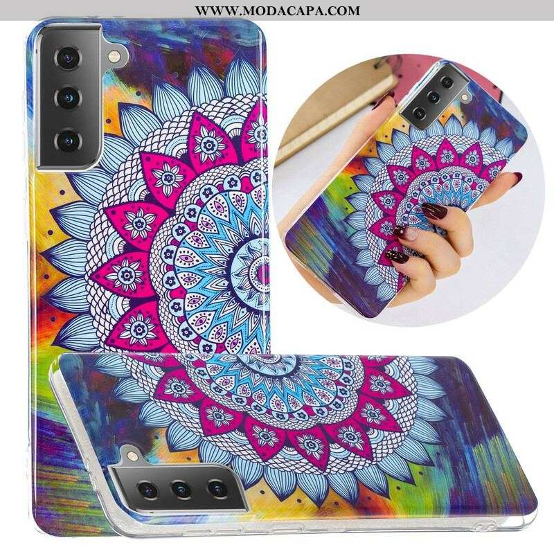 Capa Para Samsung Galaxy S21 5G Mandala Colorida Fluorescente