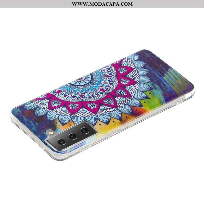 Capa Para Samsung Galaxy S21 5G Mandala Colorida Fluorescente