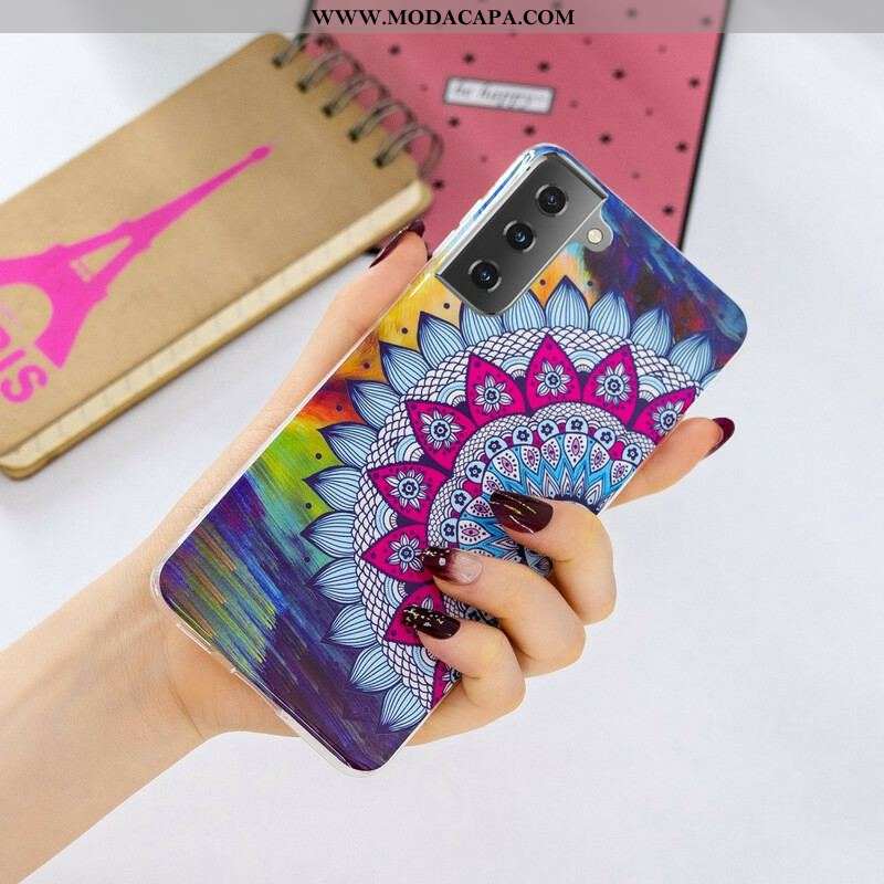 Capa Para Samsung Galaxy S21 5G Mandala Colorida Fluorescente