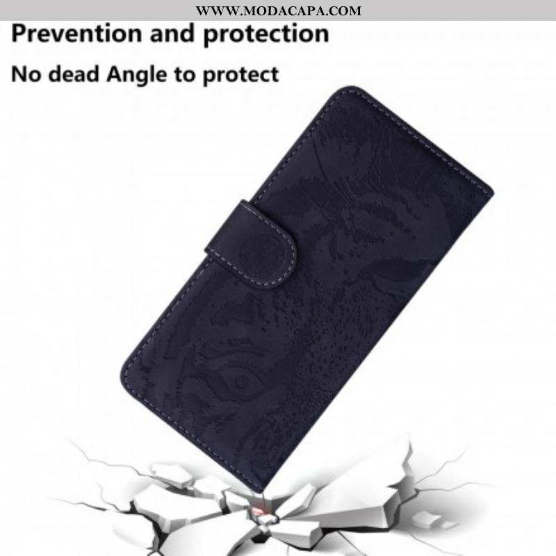 Capa Folio Para Samsung Galaxy S21 5G Estampa Cara De Tigre