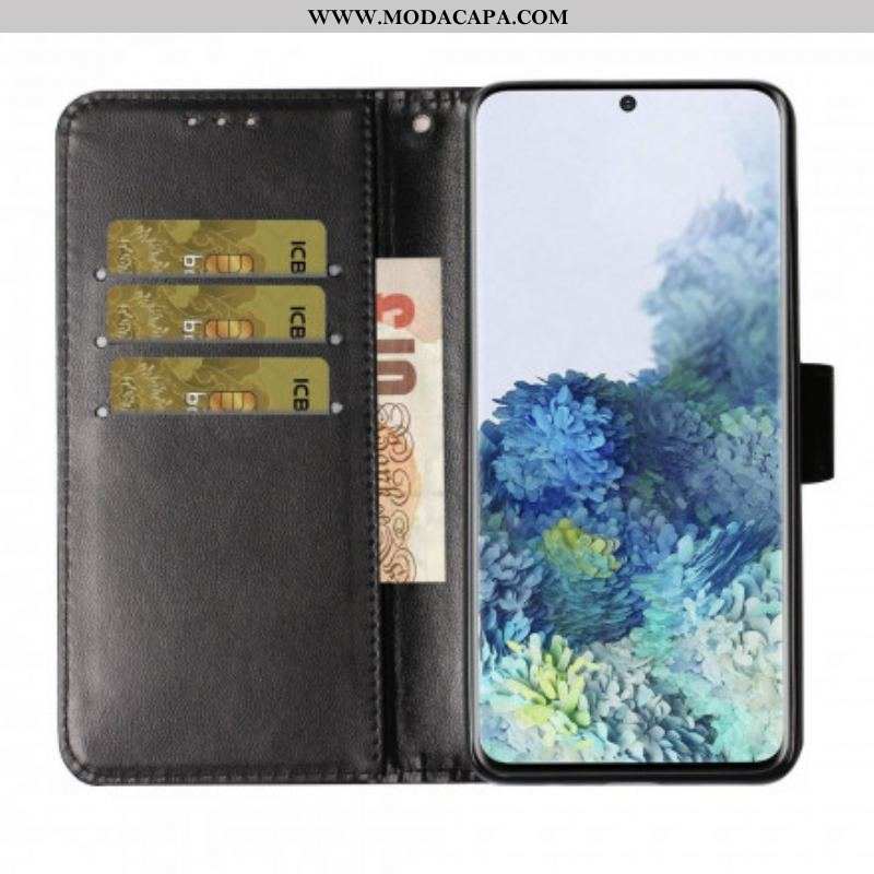 Capa Flip Para Samsung Galaxy S21 5G Design Exclusivo Com Cordão