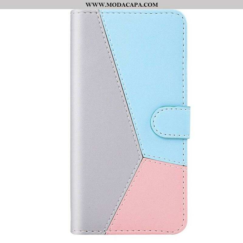 Capa De Couro Para Samsung Galaxy S21 5G Efeito Couro Tricolor