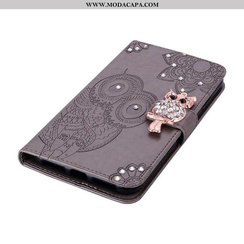 Capa De Couro Para Samsung Galaxy S21 5G Coruja Mandala E Charme