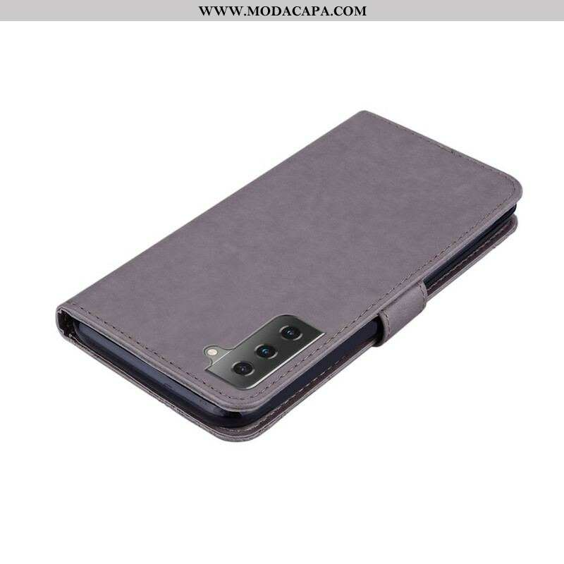 Capa De Couro Para Samsung Galaxy S21 5G Coruja Mandala E Charme