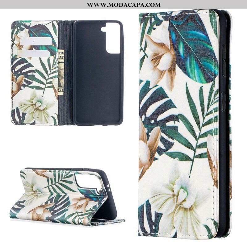 Capa De Celular Para Samsung Galaxy S21 5G Flip Folhas