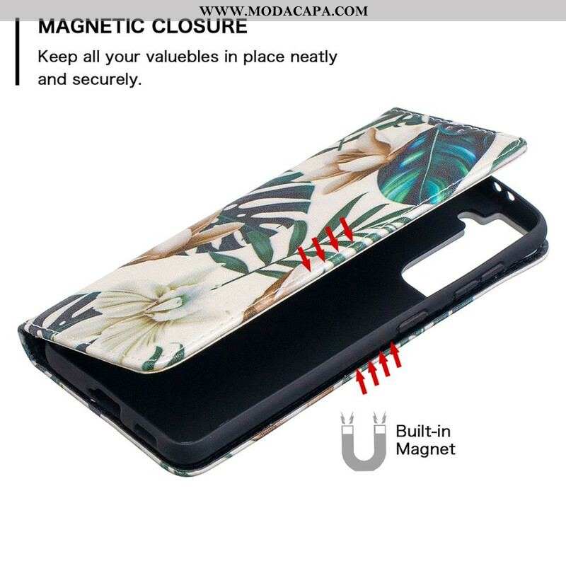 Capa De Celular Para Samsung Galaxy S21 5G Flip Folhas