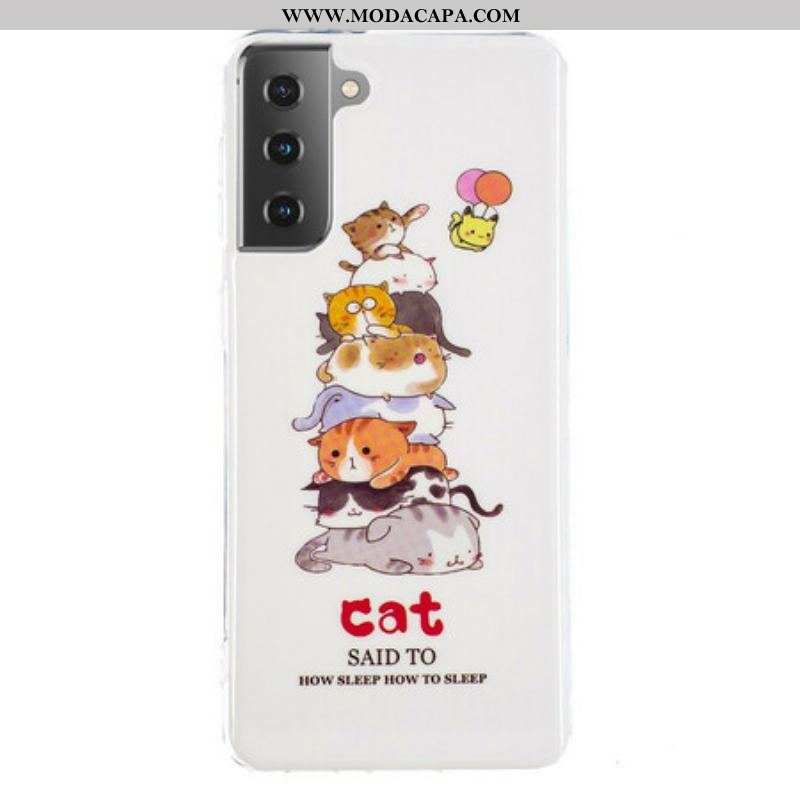 Capa Para Samsung Galaxy S21 5G Gatos Fluorescentes