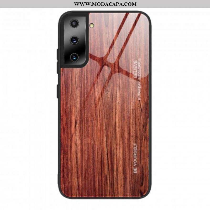 Capa De Celular Para Samsung Galaxy S21 5G Vidro Temperado Com Design De Madeira