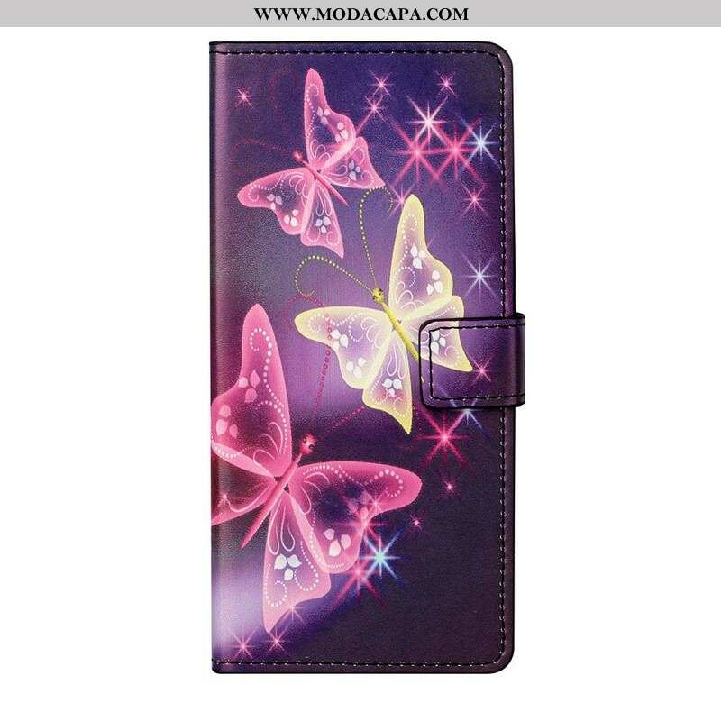 Capa De Couro Para Samsung Galaxy S21 5G Borboletas