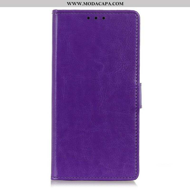 Capa De Couro Para Samsung Galaxy S21 5G Efeito Couro Brilhante Simples