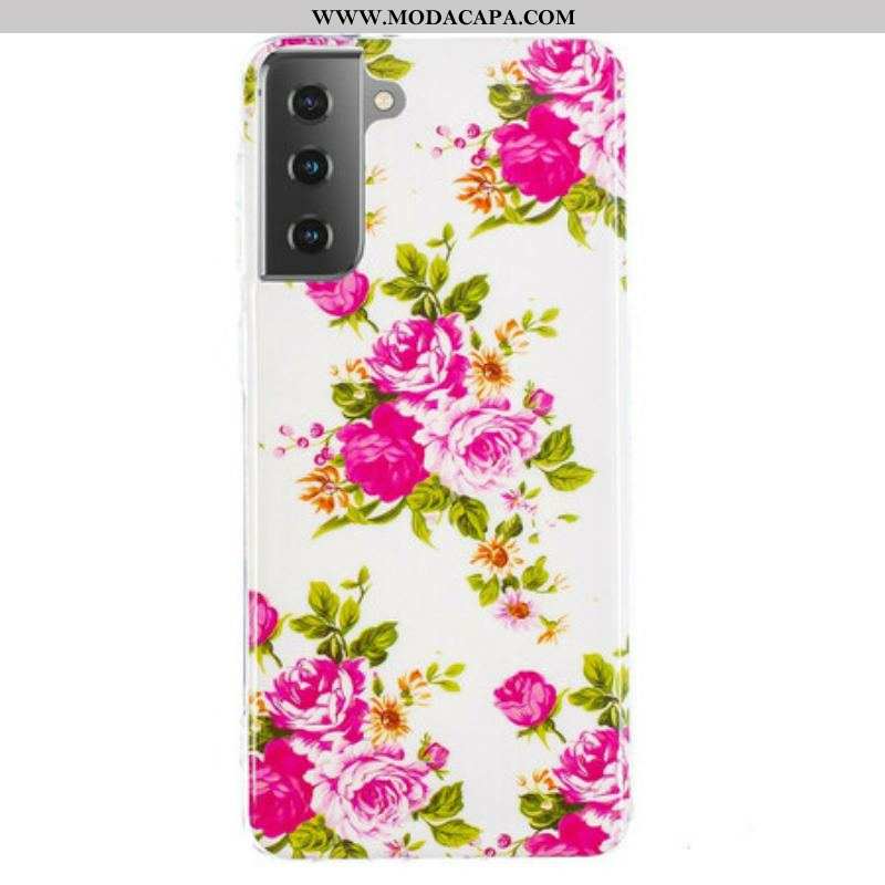 Capa Para Samsung Galaxy S21 5G Flores Da Liberdade Fluorescentes