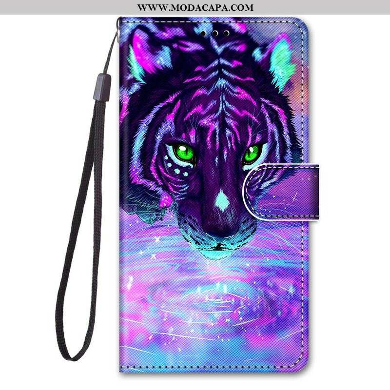 Capa De Couro Para Samsung Galaxy S21 5G Felino Mágico