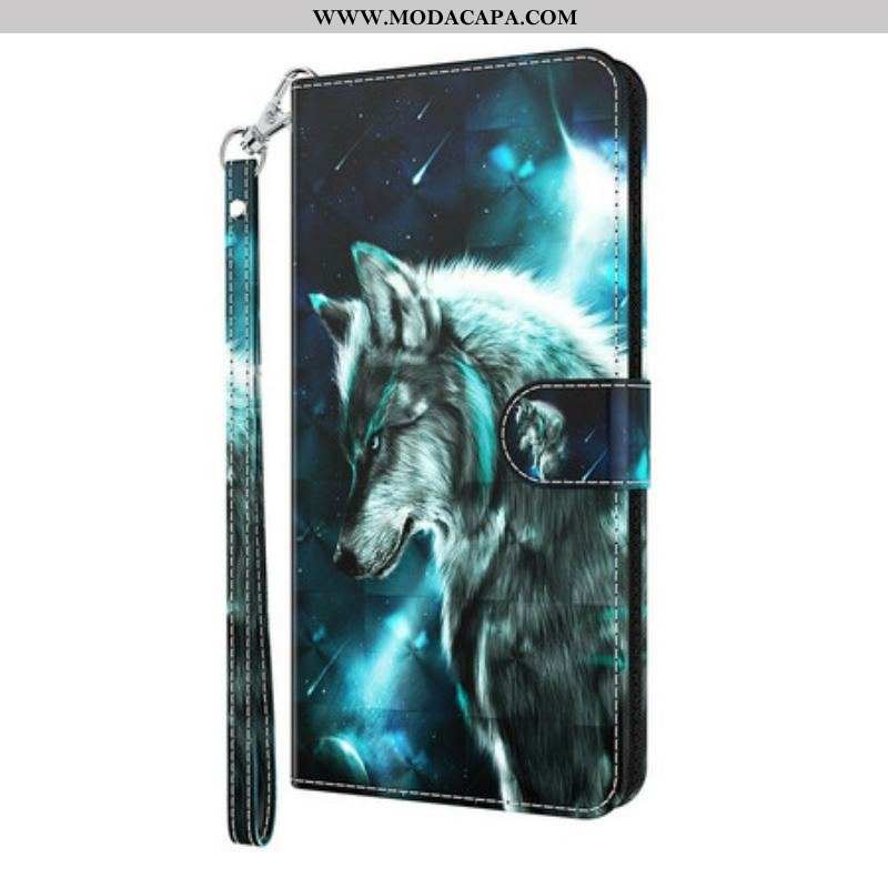 Capa De Couro Para Samsung Galaxy S21 5G Lobo Majestoso